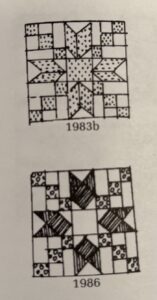 "Stepping Stones" blocks (Brackman # 1983b), similar to "Arrowheads" blocks (Brackman # 1986)